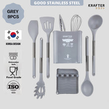 Load image into Gallery viewer, (SG Stock) Krafter®  Korea 9PCS Cooking Utensils Set Non-Stick Spatula Shovel Stainless Steel Kitchenware with Storage