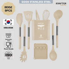 Load image into Gallery viewer, (SG Stock) Krafter®  Korea 9PCS Cooking Utensils Set Non-Stick Spatula Shovel Stainless Steel Kitchenware with Storage