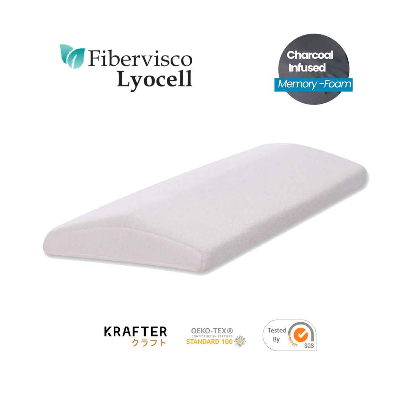 Fibervisco Lyocell Long Lumbar Chiropractic Memory Foam Pillow Ergono Krafter