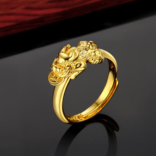 Gold Pixiu Ring For Men And Women [adjustable]