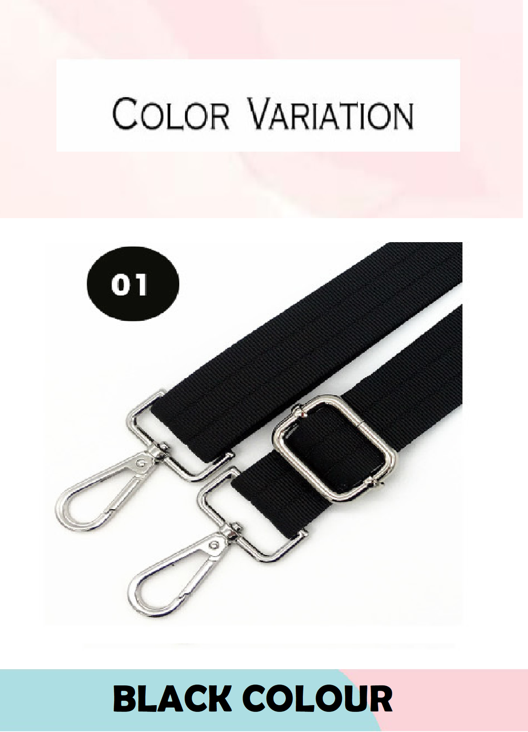 Adjustable Korea Replacement Bag strap - Model E [Silver Buckle]