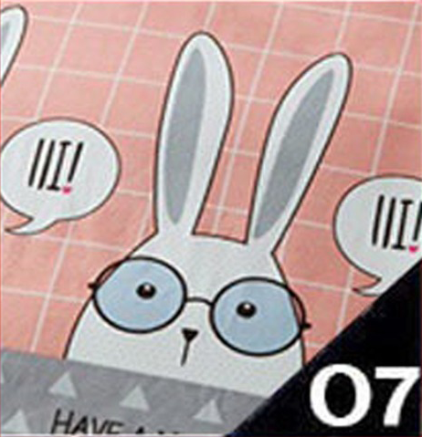 Tatami Mattress Cotton Zip-around Cover / Bedsheet 07.L.Pink Rabbit