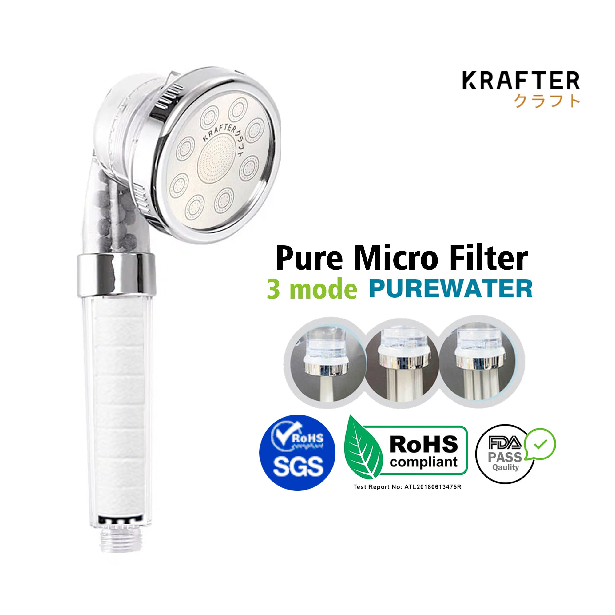 3 Mode High Pressure Showerhead With Micro PP Filter – Krafter