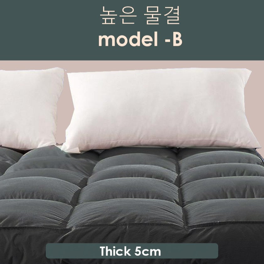 Korea Ultra Fine Fiber Luxe Clouding Mattress Topper  | Hotel Collection | 100% Organic Cotton  | Stone Gray  | Edition-B